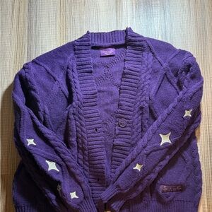 Purple Cable Knit Women's Sweater